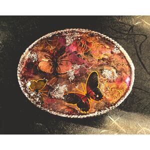 Artisan Butterfly and Floral D ring Belt Buckle